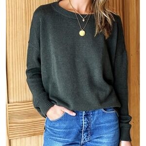 Emerson Fry Knit Sweater M Green Oversized Fit Boxy Organic Crewneck USA Made